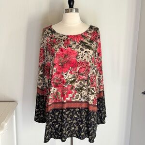 The Limited Collection Mixed Floral Print Stretch Jersey Top, Size 1X